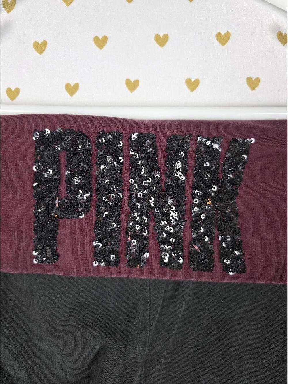 Victorias Secret PINK Foldover Y2k Yoga Pants BLING SEQUINED Fold Down SMALL